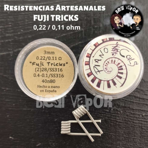 Resistencias artesanales Fuji Tricks (0,22-0,11 ohm) de Piano Coil en Best Vapor