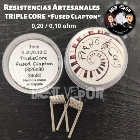 Resistencias artesanales Triple Core Fused Clapton (0,20-0,10 ohm) de Piano Coil en Best Vapor