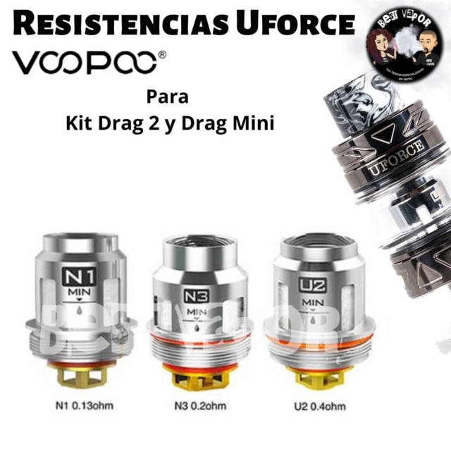 Uforce Coil N1 N3 U2 de VooPoo para Kit Drag 2 y Drag Mini en Best Vapor