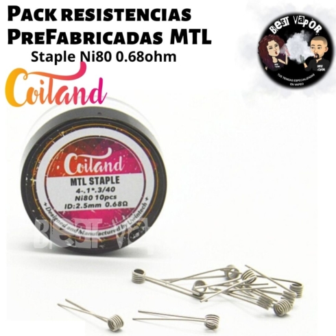 Resistencias Prefabricadas MTL Staple Ni80 0.68ohm de Coiland en Best Vapor