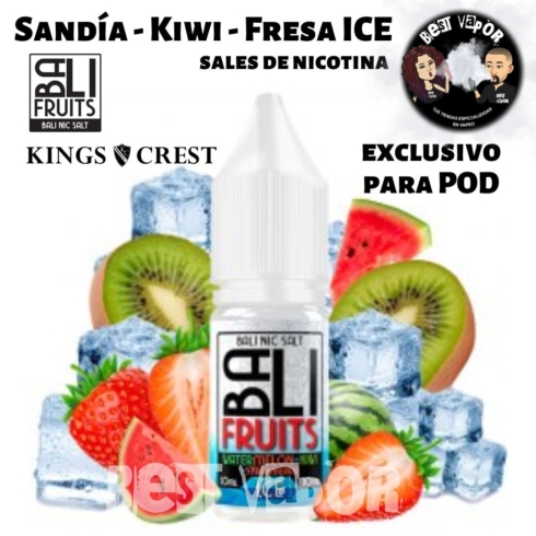 Watermelon - Kiwi - Strawberry ICE Salts Sales de Nicotina de Bali Fruits - Kings Crest en Best Vapor