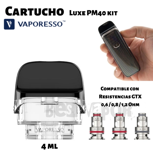 Cartucho 4ml para Luxe PM40 Kit de Vaporesso en Best Vapor