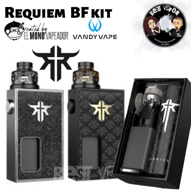 Requiem BF Kit mod mecanico de Vandy Vape y El mono vapeador -Shadow King y Ghost Samurai- en Best Vapor