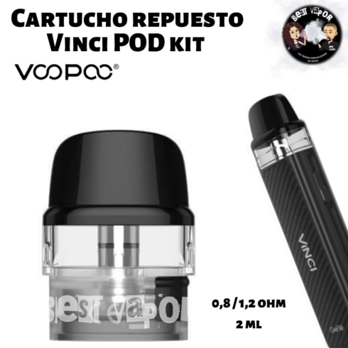 Cartucho Repuesto 0,8-1,2 ohm para Vinci Pod Kit 800 mAh de VooPoo en Best Vapor