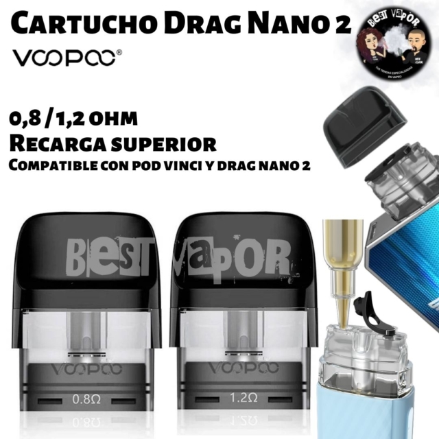 Cartucho repuesto Drag Nano 2 / Vinci Pod de VooPoo (0,8-1,2 ohm) en Best Vapor