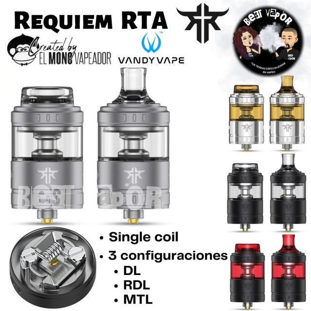 Requiem RTA single coil de Vandy Vape y El Mono Vapeador en Best Vapor