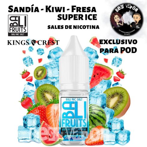 Watermelon - Kiwi - Strawberry SUPER ICE Salts Sales de Nicotina de Bali Fruits - Kings Crest en Best Vapor
