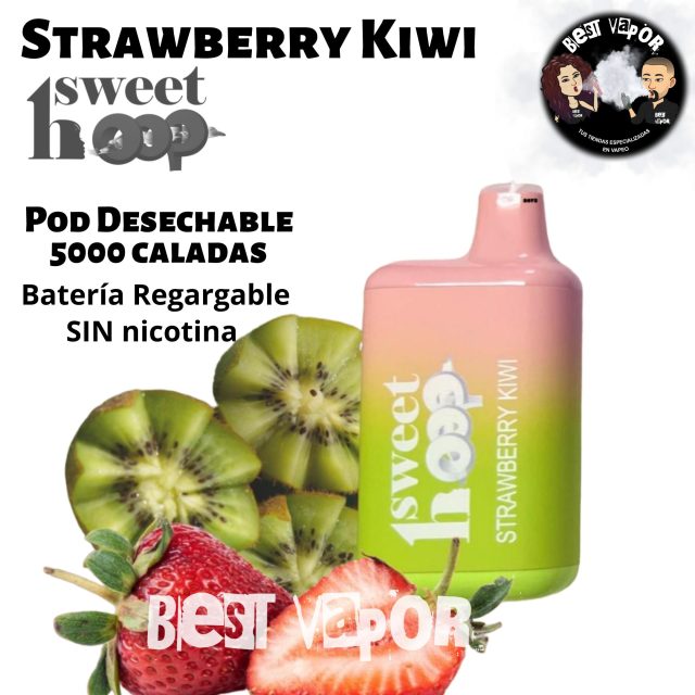 HOOP Strawberry Kiwi pod desechable sin nicotina 5000 caladas de Sweet Hoop en Best Vapor