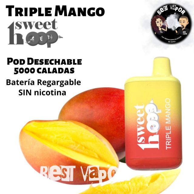 HOOP Triple Mango pod desechable sin nicotina 5000 caladas de Sweet Hoop en Best Vapor