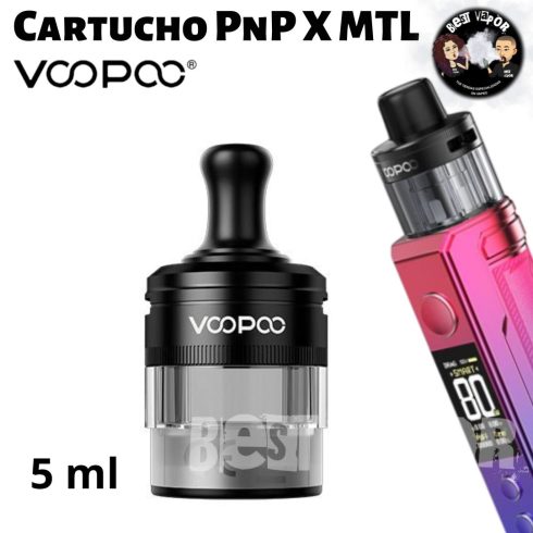 Cartucho repuesto PnP X MTL 5 ml para Drag X2 de VooPoo en Best Vapor