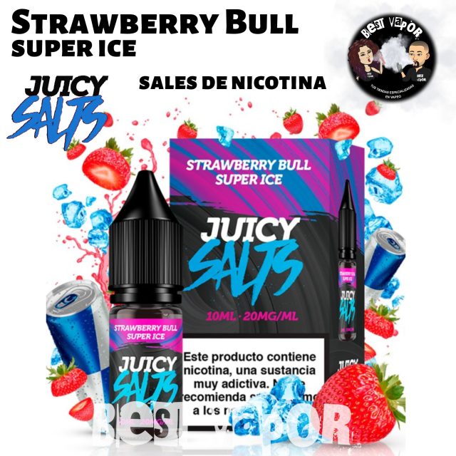 Strawberry Bull Super Ice sales de nicotina de Juicy Salts en Best Vapor