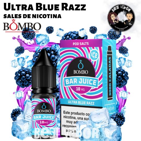 Ultra Blue Razz sales de nicotina de Bombo Bar Juice en Best Vapor