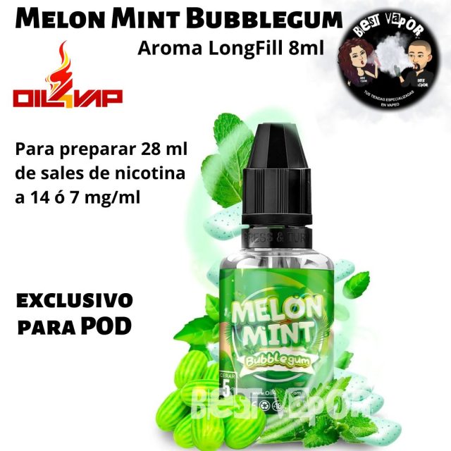Melon Mint Bubblegum aroma longfill para sales de nicotina de Oil4vap